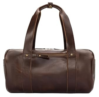 Buckle & Seam Duffle Bag Chap - Weekender Damen Herren Reisetasche Leder Kleine Taschen Tasche Sporttasche Groß Hebammentasche Klein Weekend Schwarz Weekendbag Echtleder Braun (Dots)