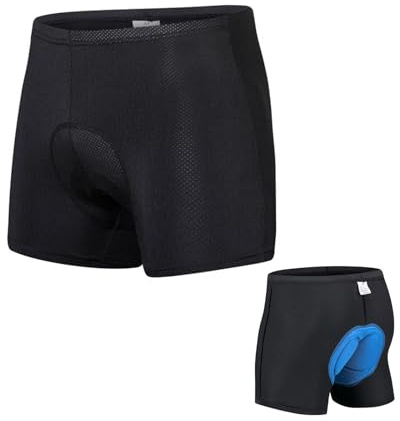 Fiohiros Short de Cyclisme Rembourré 3D pour Garçon - Short de Cyclisme Rembourré pour Enfants de 6 à 14 Ans, Séchage Rapide (FR/ES, Âge, 12 Ans, 14 Ans, Taille Normale, Noir + Bleu)