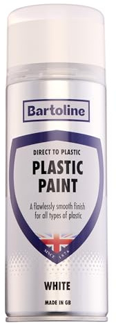 Bartoline Direct to Plastic Paint White 400ml Gloss Finish No Primer Needed All-in-One Plastic Spray Paint for Furniture, Bumpers and DIY Weather-Resistant Finish for Indoor and Outdoor Use