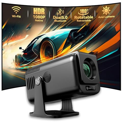 Miniproyector con HD, 300 lúmenes ANSI, resolución 1080P, proyector portátil para Dormitorio, Cine en casa y Uso en Exteriores (Negro) - Diseño Compacto, Compatible con 4K
