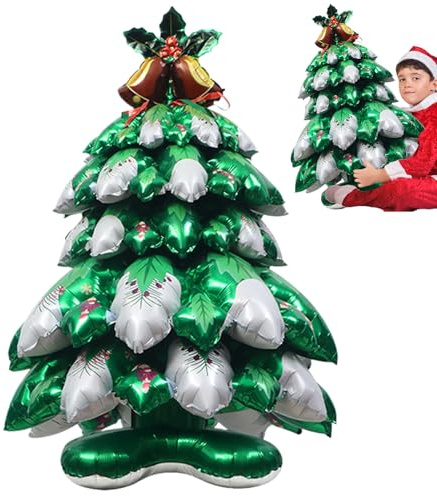 Globos de Navidad de aluminio - Bola de árbol de Navidad | Bola de pie de árbol 4D, globos temáticos de invierno para decoraciones interiores y exteriores, accesorios de vacaciones de Año Nuevo