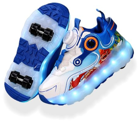 ENEN Chaussure Roller Fille, Mode Basket Roller pour Enfan, LED Lumières Chaussure a Roulette Garcon Fille Garçons Roues Basket a Roulette Adolescents pour Extérieur, 30-40 EU