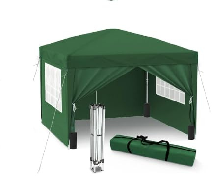 Patukshop Carpa Plegable Gazebo 3x3m con 4 Paredes y 4 Bolsas de Arena de Regalo Verdes, Cenador Pabellón de Jardín para Camping, Fiestas, Exterior, Color Verde
