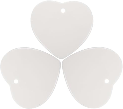 COHEALI 3 Pezzi Ciondoli Cuore in Ceramica da Appendere per Decorazioni Fai da Te, Pendenti Artigianali Non Finiti Superficie Liscia, Kit Creativo e Lavoretti Scolastici
