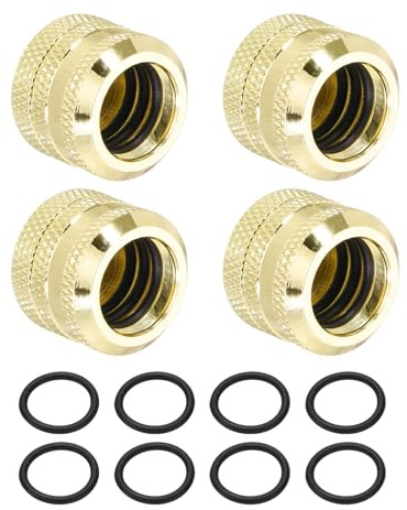 QUARKZMAN 4Pcs Raccordi A Compressione Per Tubi Rigidi (G1/4 A 10 ID 14mm OD, Oro) - Raccordi A Compressione Per Serraggio Rapido Per Tubi Flessibili/Sistemi Di Raffreddamento Ad Acqua