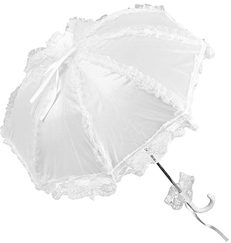 VON LILIENFELD Spitzenschirm Brautschirm Hochzeitsschirm Klein Deko Malisa weiß