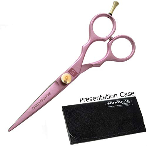 Sanguine Pink Hair Scissors, Hairdressing Scissors for All Types of Hair - Presentation Case - Suitable for Professional and Personal use