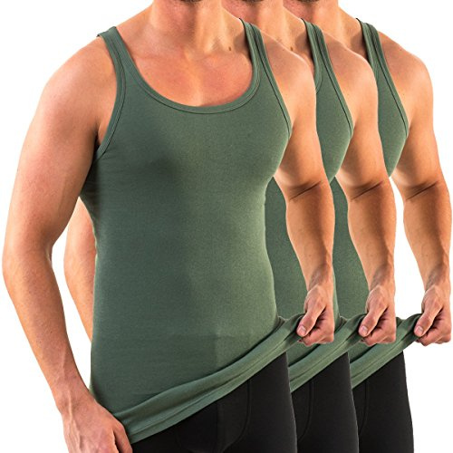 HERMKO 3007 3-pack extralång Herr undertröja (+10 cm) tank top av 100% ekologisk bomull
