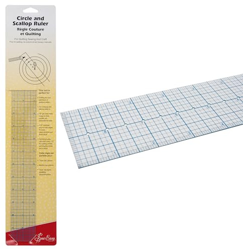 Sew Easy Circle Scallop Ruler – Quilting & Patchwork Rule for Applique Sewing, Transparent Acrylic Non Slip