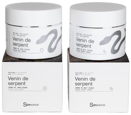 Skineance - Crème Jour & Nuit au Venin de Serpent 2x50 ml | Duo Soin Visage Peptides Syn-Ake Anti-Rides | Collagène & Acide Hyaluronique | Hydratation et Teint Éclatant | Formules Contrôlées
