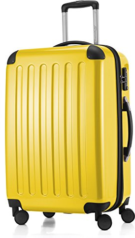 Alex - Mittelgroßer Hartschalenkoffer, TSA, 4 Rollen, Koffer, Trolley, Rollkoffer, Reisekoffer, Volumenerweiterung, 65 cm, 74 Liter, Gelb