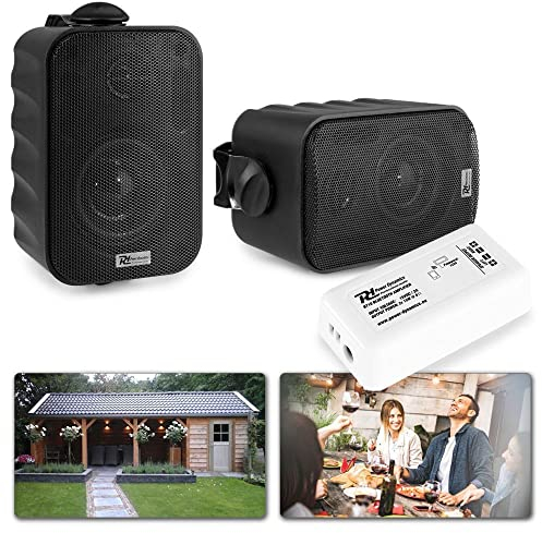 Power Dynamics BGO30, Wand Lautsprecher Boxen, Set mit Bluetooth Verstärker, 60 Watt, 2 Wege Wandlautsprecher mit Wandhalterung, Festmontage an Wand und Decke für Zuhause, Gastro, Bars - Schwarz