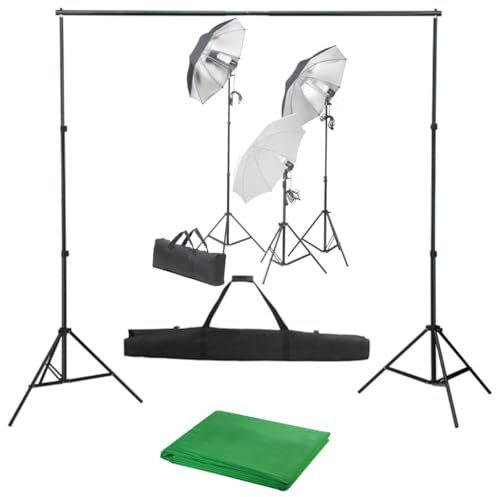 vidaXL Kit de Studio Photo avec Ensemble d'Eclairage et Toile de Fond Photographie Portraits Publicitaire Support de Trépied Kit d'Eclairage