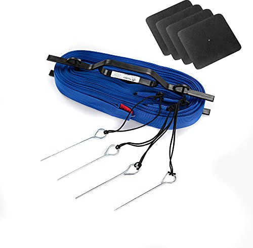 RomiSport Linien für Beachvolleyball Spielfeldmarkierung Courtline einstellbare 16mx8m 18mx9m Linien zum Strandvolleyball Breite 5cm Beachvolleyball Markierung Blau Rasen Sand