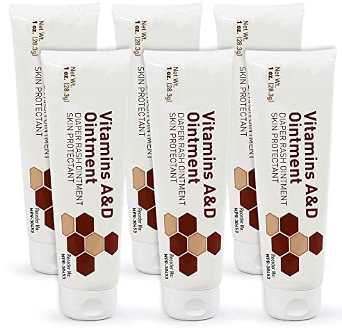MEDca Vitamin A & D Windelausschlag-Salbe – Schutzcreme für empfindliche Babyhaut – Lanolin- und Petrolatum-Formel, trocken-rissige Hände/Füße/Gesichtshaut, 1oz Tube, 6er-Pack