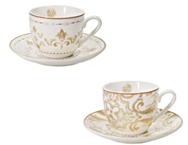 BRANDANI - Set 2 Pezzi Tazza caffè Excalibur cm 5 Tavola Natalizia Porcellana 51041
