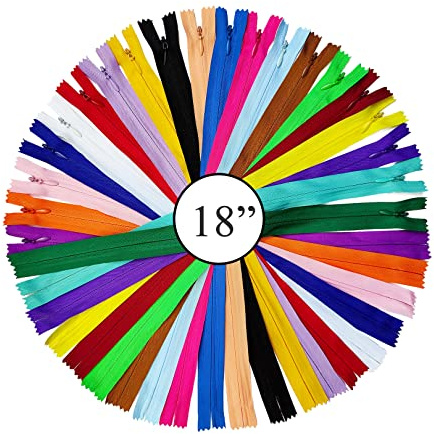 KGS Invisible Zippers for Sewing |20 Pack | 20 Assorted Colours | Size: 18 Inch | Hidden Zippers for Dresses, Skirts, Pillows and Sewing Craft