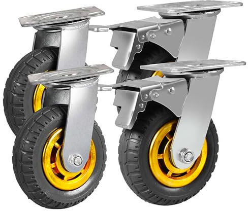 Taylor & Brown 4 x Heavy Duty Industrial Swivel Castor Wheels with 2 Brakes - 150mm up to 1000KG - No Floor Marks Silent 360° Transport Caster for Furniture - Rubbered Trolley Wheels – 6” Grey Castors