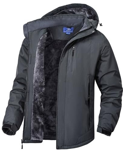 Zzkouine Cazadora Hombre Invierno De Snowboard Cálida Chaqueta Al Aire Libre Antiviento Hombres Chaqueta De Trabajo Chaqueta Impermeable Hombres Exteriores Abrigos Con Capucha Gris