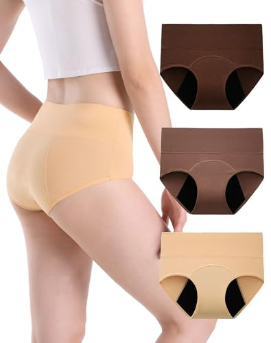 INNERSY Mutande Assorbenti Donna Vita Alta Slip Cotone Ciclo Mestruale Intimo Post Parto Pacco da 3