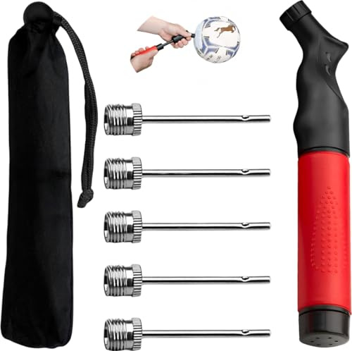 REGALUKOS Gonfiatore Palloni + 5 Aghi di gonfiaggio + Borsa in tessuto nero per riporre gonfiatori | Gonfiatore Palloni da Calcio, Pallacanestro, Pallamano, Pallavolo, Rugby...