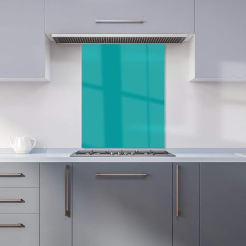 Warren Reed - Designer Premium Teal Blue Kitchen Splashback 6mm Toughened Glass Kitchen Splashback – Heat Resistant Splashback for Kitchens, Perfect for Cookers and Hobs, Polished Edges