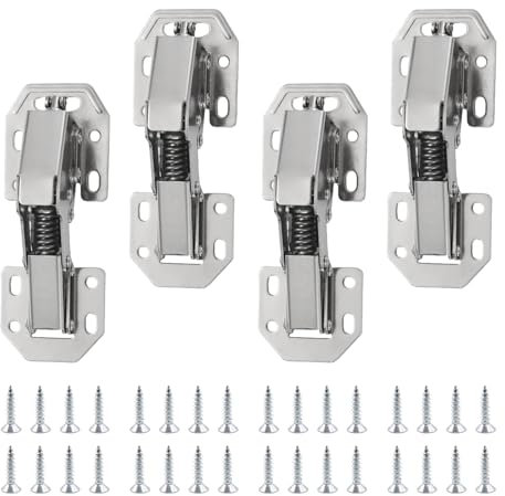 Aufschraubscharnier, Möbelscharniere, Schrankscharnier, 4 Stück Tür Scharniere, Robust und Langlebig, Geeignet für Schränke, Kleiderschränke, Schuhschränke, Lagerschränke(mit 32 Schrauben)