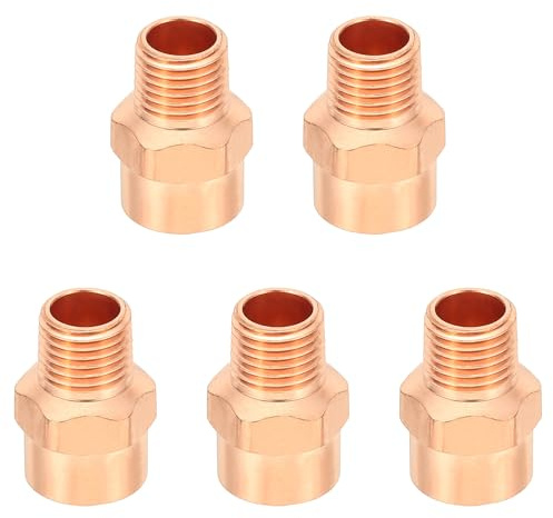 PATIKIL 1/2 x 1/4 Male Adapter Fitting with C x M Connections, 5 Pcs Copper Pipe Fittings with Sweat Solder X FNPT Connection Threaded Tubing Connectors for Residential, Commercial