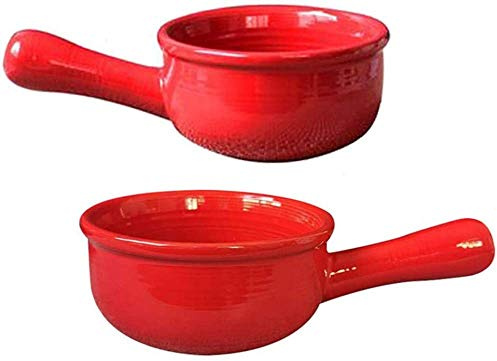 YXUANYZNB French Onion Soup Bowls with Handles, Durable Ceramic pots, Suitable for Soup, Chilli, Beef stew, muesli, red||2 pcs