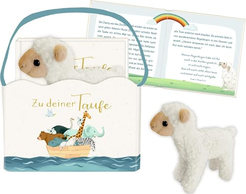 Geschenkset - Zu deiner Taufe: Geschenktasche mit Buch und Plüschlamm