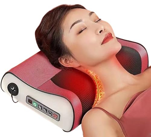 Duroecsain Cuscino massaggiante, cuscino massaggiante, massaggiatore per il collo con sollievo, sollievo dalla schiena portatile, ergonomico, per auto da ufficio, sedile da viaggio a casa