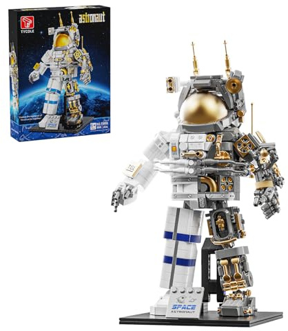 TYCOLE City Weltraum-Astronaut Bauspielzeug mit Display-Ständer Deko für Kinderzimmer oder Büro kreatives Konstruktionsspielzeug Geburtstagsgeschenk für Jungen und Mädchen ab 6 Jahren(860 Teile)