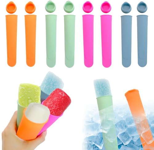 Lot de 8 moules à glace en silicone avec couvercles flexibles et réutilisables pour enfants et adultes