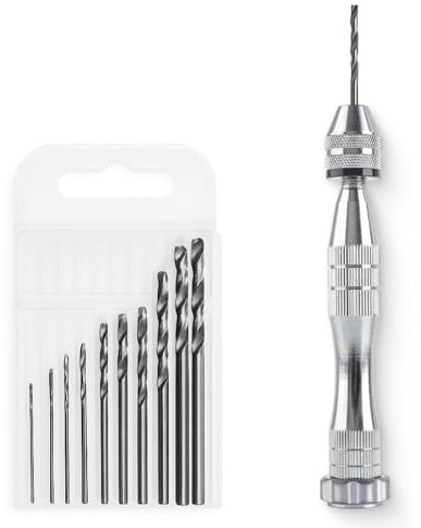 Mini trapano manuale di precisione compatto, mini trapano di precisione, pinza a mano, 10 punte 0,8–3 mm, per resina epossidica, legno, plastica, portatile e preciso, strumento fai-da-te