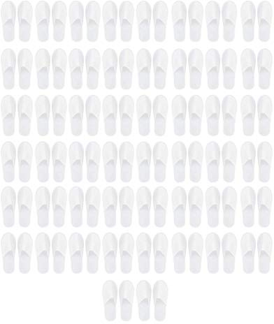 Hapivida 50/30 Pairs Hotel Slippers, White Hotel Guest Slippers, Portable Disposable Slippers, 3 mm, 9 UK