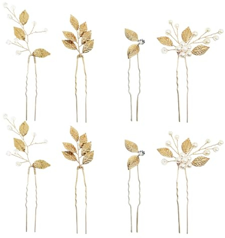 ZEMINRI 8 Pièces à Bijoux Cheveux en U Robe Mariage Accessoires Cheveux Or pour Femmes et Filles Barrette Cheveux Mariage Élégantes et Tendances Epingles a Cheveux pour Mariages Fêtes(Or)