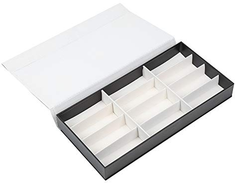 Brrnoo 12 Rejillas a Prueba de Polvo Joyas Gafas Organizador Gafas de Sol Contenedor de Exhibición Caja de Almacenamiento Cuero de PU de Primera Calidad Durable Multi Compartimento