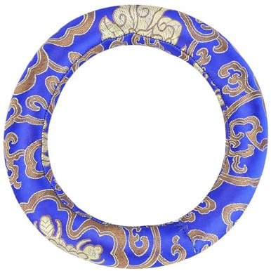 Xiuganpo Coussin de Bol Chantant de Méditation Rond en Brocart de Soie, Oreiller Doux et élégant pour Bols de 7 à 10 Pouces de Diamètre pour la Décoration de la Salle de Méditation (BLUE)
