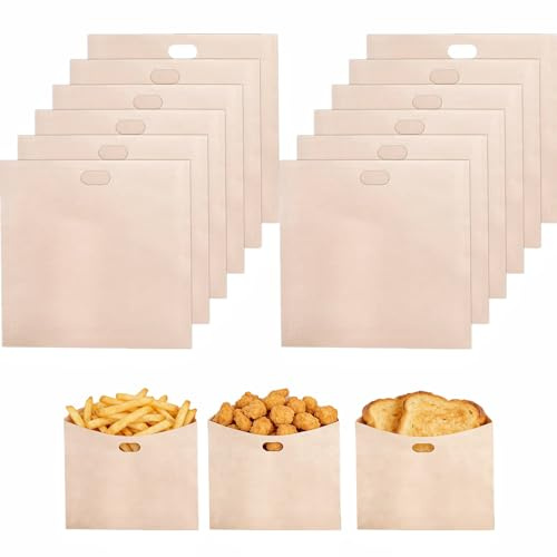 MINGBOLIN 12 sacchetti per tostapane, toaster, sacchetto per cottura al forno, antiaderente, borsa per griglia, pane riutilizzabile lavabile in sacchetto alimentare, per sandwich, griglia forno