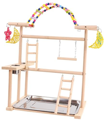 QLECXZI Parco giochi per pappagalli, recinto in legno per palestra, che consente un gioco e un esercizio sicuri per tutti i tipi di piccoli uccelli. Parco giochi per uccelli,