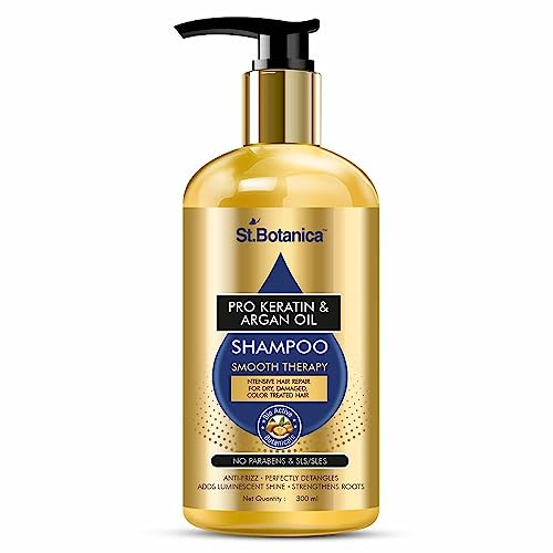 St.Botanica Pro Keratin & Argan Shampoo, 300 ml, mit Pro Keratin & Arganöl, das trockenes und krauses Haar glättet und hydratisiert