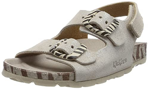 Kickers Jungen Mädchen Sunyva Sandale, Zebra Silber, 32 EU
