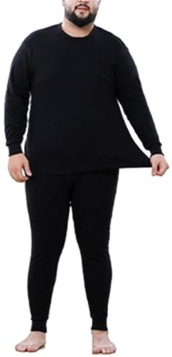 Ensemble De sous-vêtements Thermiques pour Homme, Couche De Base Thermique d'hiver, Col Rond Ultra Doux Et Chaud, Manches Longues, sans Couture, Grande Taille, Haut Et Bas (Noir,6XL)