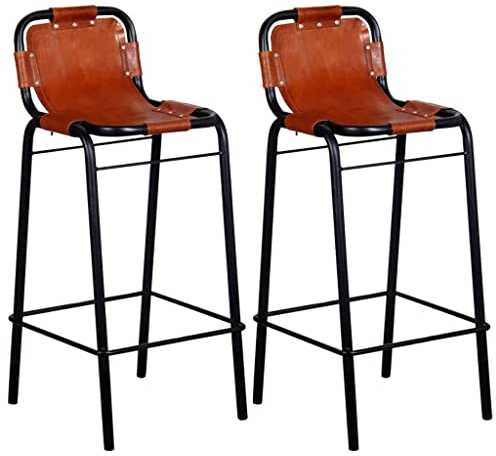 BaraSh Barhocker 2 STK. Echtleder BarstüHle KüChe Bar Hocker Hoch Tresenhocker Ergonomischer