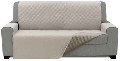 FAVERTI® Cubre Sofá Acolchado 3 Plazas - 170 cm (Asiento) | Modelo REQUENA | Beige-Crudo Reversible | Protector Compatible con Sofás Relax y Orejero | Loneta Lavable | Fabricado en España