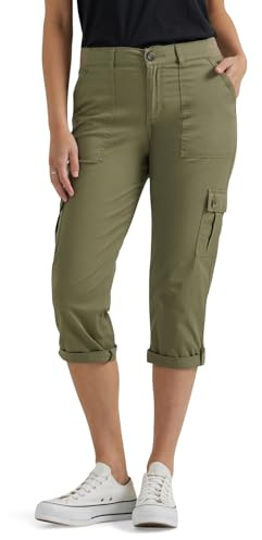 Lee Ultra Lux Comfort with Flex-to-go Cargo Capri Pant Pantalones, Luz Verde Profunda, 32 para Mujer