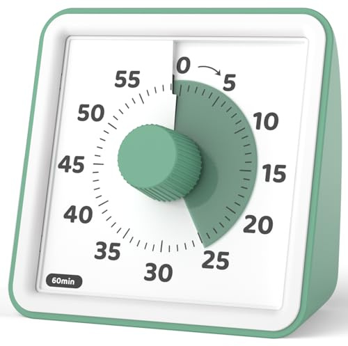 LIORQUE Visual Timer for Kids, 60-Minute Countdown Timers for Classroom Office Kitchen with Silent Operation, Kids Timer for Teaching (Batteries Included)