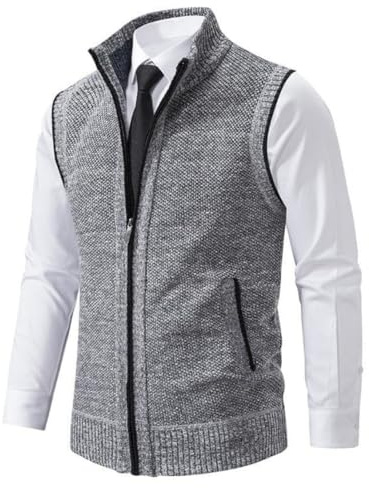Gilet da uomo in cashmere da lavoro, gilet per il tempo libero per gli uomini, gilet da uomo casual (Light Gray,L)