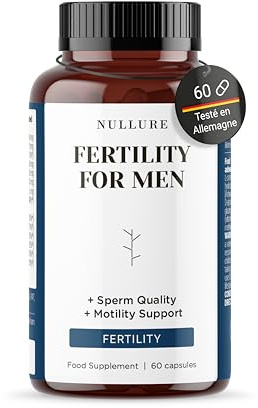 Nullure Integratore Fertilità Uomo | L-Carnitina + CoQ10 + Arginina + Zinco | Numero e motilità degli spermatozoi | Testato da terzi | Vegano e Senza Additivi | 60 caps (1 mese) |Prodotto a Barcellona