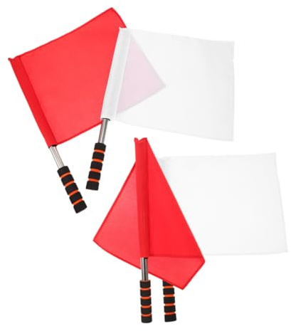 BESPORTBLE 4 Piezas Banderas De Mano De Juez De Línea Banderas De Entrenamiento De Atletismo Portátiles Para Fútbol Voleibol y Competición Atlética Mango De Esponja